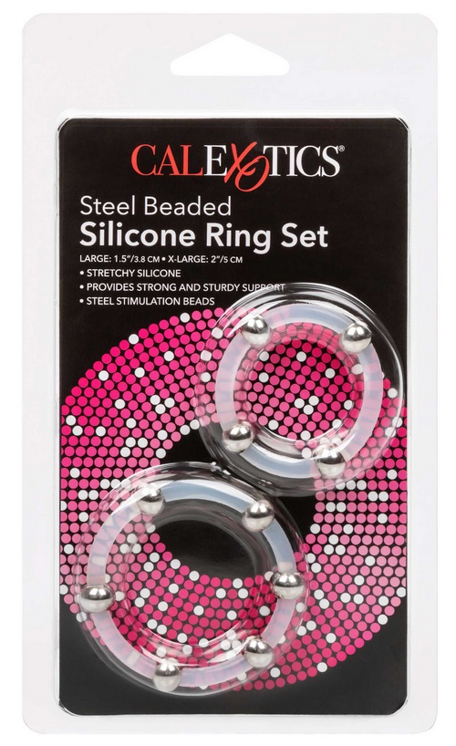 Steel Beaded Silicone Ring Set