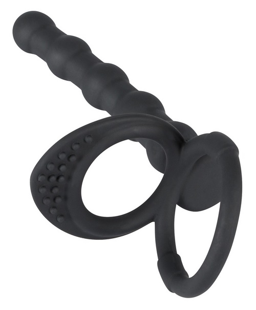 Cock and ball ring with anal beads